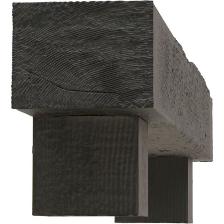 Ekena Millwork Kit w/ Alamo Corbels, Aged Ash, 6"H  x 8"D x 36"W Rough Sawn Faux Wood Fireplace ManteL MANURS06X08X36AOES
